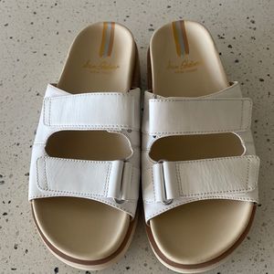 Sam Edelman Eliana Leather Platform Chunky Heel Lug Sole Slides Sandals Size 8.5